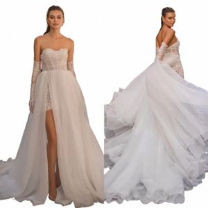 elegante abito da sposa di lusso A-line Dr. Spalline sexy con spacco sul retro con lunghezza del pavimento Matrimonio romantico Beach Bridal Party Dr G5Ud #