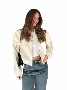 xnwmnz 2023 Nya kvinnors casual pocket jackets rock vår LG Sleeve Bombers Fi Solid Female Outwear P5OG#