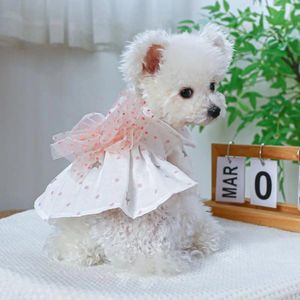 Cão vestuário gato saia vestido boneca colar macio impressão bowknot roupas para cães pequenos pet