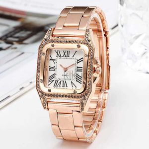 Wristwatches High Quality Fashion Business Ladies Casual Stainless Steel Rose Gold Quartz Watch Student Ladies Square Waterproof Clock Retro 24329