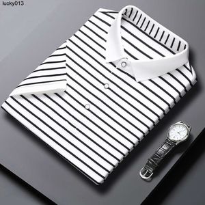 Sommer Neues Revers Gestreiftes Kurzarm-Poloshirt für Herren Fashion Casual Fit Halbes T-Shirt