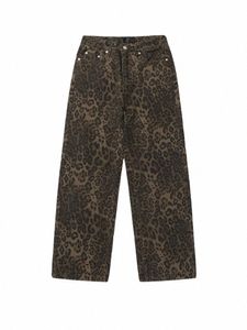 Baggy Leopard Print Y2k Jeans Frauen 2024 Neue Hohe Taille Beiläufige Breite Bein Denim Hosen Fi Streetwear Retro Gerade Jeans c95U #