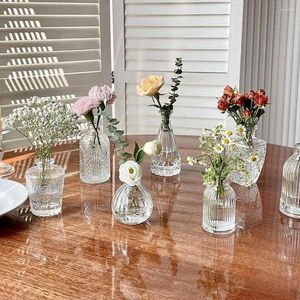 Vasen Mini Hochzeit Glas Blumenvase Geprägte Retro Transparente Hydrokultur Pflanze Desktop Ornamente Dekoration