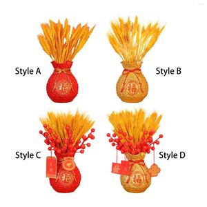 Vases Chinese Spring Festival Purse Vase Feng Shui Ornament Novelty Blessing Bag Flower For Dorm Table Cafe Housewarming Cabinet