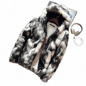 winter Parka Men's Warm Plus Fleece Faux Fur Fox Fur Casual Jacket Mens Hooded Jacket Thick Boutique Fiable Male Slim Coats P8Gu#