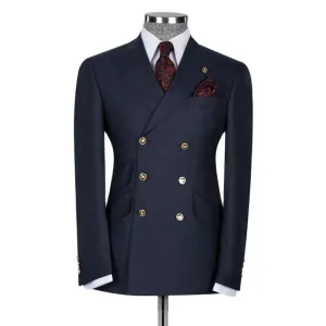 Костюмы Navy Blue Classic 6 Buttons Men Suits Slim Fit 2 Piece Jacket Bint