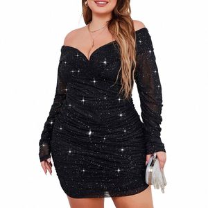 Plus Size Mulheres Elegantes Dres 2023 Novo Fi Strapl Plissado Manga LG Festa Dres Casual Manga LG Noite Dres Q2ly #