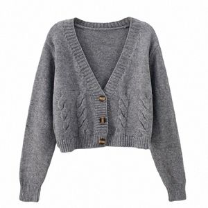 Outono inverno novo 2024 v pescoço curto cardigan feminino torção camisola casaco outono único breasted cintura alta mulheres jaqueta de malha topos z2zb #