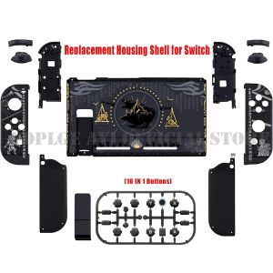 Casos Soft Touch Grip Back Plate + Joycon Controller Housing Shell Case com botões completos para Nintendo Switch Game Console Acessórios