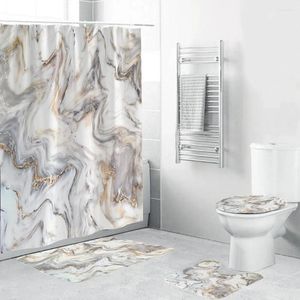 Zasłony prysznicowe prześwit marmurowy atrament Tekstura 4 szt. 180x180 cm miękki zestaw łazienki luksusowy graficzny druk poliestrowy z haczykiem