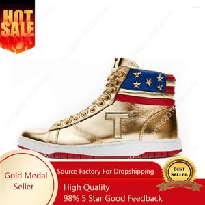 Sapatos casuais ouro trump tênis 2024 maga nunca se render alta superior tênis ginásio basquete sapato botas masculinas estrada