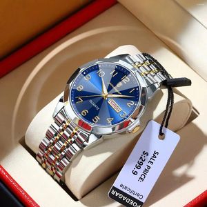 Wristwatches POEDAGAR Luxury Men Watch Sport Waterproof Luminous Date Week Quartz Men's Watches Business Stainless Steel Male Clock Reloj