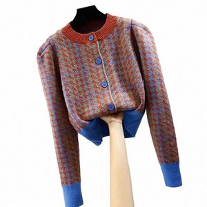 Stickade toppar för kvinna Cardigan Crop Red Women's Sweater Short Graphic LG Sleeve New Knitwear Harajuku Fi Tall Streetwear i 06FU#