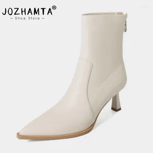 Stivali JOZHAMTA Taglia 34-40 Autunno Inverno Tacchi alti sottili Donna Caviglia Cerniera posteriore Office Lady Scarpe corte Donna Basic