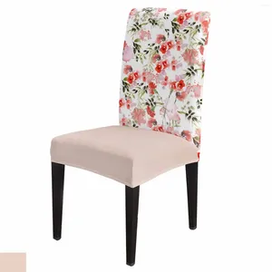 Чехлы на стулья с акварельным цветком, розово-красный набор чехлов для кухни, эластичный чехол для сиденья из спандекса, домашний декор, столовая