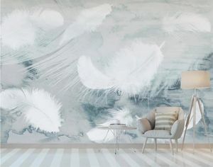 Wallpapers Nordic Watercolor Feather Wallpaper 3D Mural For Living Room Bedroom Home Decor Art Paper Rolls Contact Custom