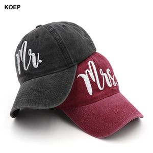 KOEP Mr. and Mrs. Baseball Cap Fishing Caps Men Men Outdoor Women Washed and Worn Chppectancy Andounder Hats 3D Embroidery 240311