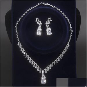 Bröllop smycken sätter kvinnor halsband örhänge hängen tillbehör örhängen lyx brud droppleverans dhpjy