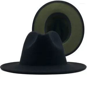 Berets Äußere Große Größe Schwarz Innere Armee Grün Wollfilz Jazz Fedora Hüte Mit Dünner Gürtel Schnalle Männer Breite Krempe panama Trilby Cap 56-60 cm