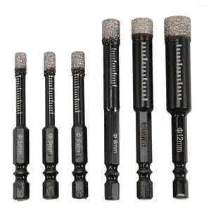 Bowls 6Pc Black Dry Diamond Drill Bits Set For Granite Ceramic Marble Tile Stone Glass Hard Materials 5/6/8/10/12mm