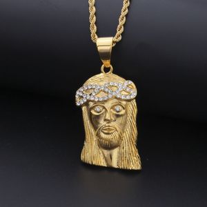 Herren Hip Hop Halskette Schmuck Mode Edelstahl JESUS Stück Anhänger Halskette Hohe Qualität Gold Necklace336U