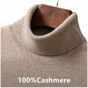 100% Cmere Turtleneck Men Pullovers 2023 Autumn Winter Soft Light Warm Rolled Neck Jumper Jersey Pull Homme Knitted Sweater R2NN#