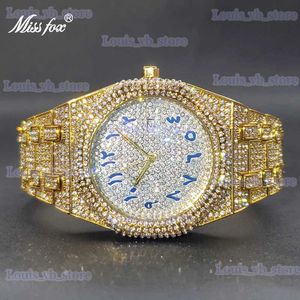 Altri orologi al quarzo di lusso da uomo in oro con diamanti pieni ghiacciati polsini da uomo grandi calendario impermeabile es regalo maschile Dropshipping T240329