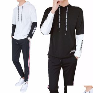 Mens Tracksuits Daddy Chen Set Spring Autumn Streetwear 2 Piece Sporting Suit Hoodiesaddpant Sweatsuit Men Clothing Tracksuit Sets Dro Dhac0