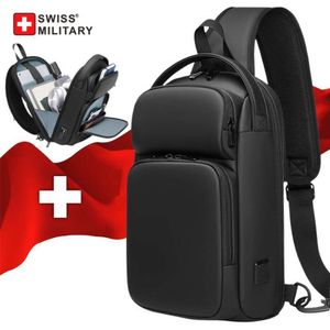 Swiss novo multifuncional usb crossbody ombro mensageiro sacos masculino à prova dwaterproof água curta viagem saco de peito pacote anti-roubo