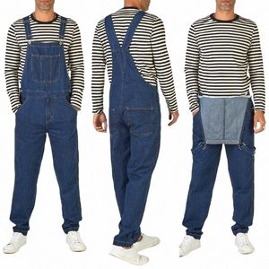 2023 New Spring Autumn Jeans Jumpsuits 남자의 데님 바지 주머니 스티칭 스트랩 데님 데님 데님 스트레이트 청바지 바지 점프 슈트 4204#