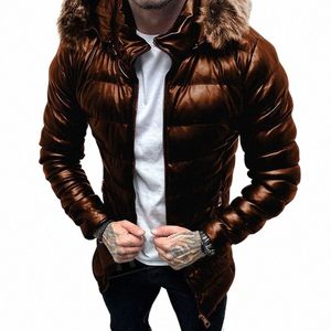 2023 LG Sleeve Parka Jacka Casual vindtät vadderad puffy outwearfur Hood Men's Fi Winter Solid Zipper Coats Streetwear S6by#