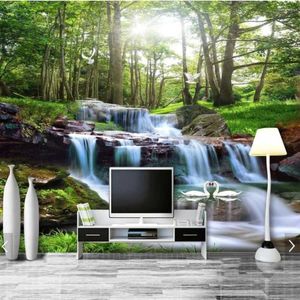 Wallpapers 3D Mural Waterfall Nature Forest Wallpaper For Living Room Bedroom Home Wall Decor Custom Size Large Painting Landscape Murals