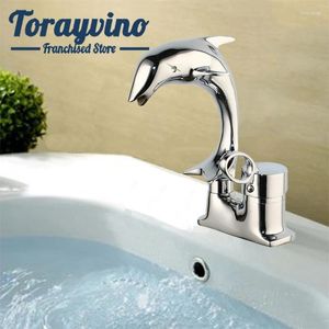Bathroom Sink Faucets Unique Dolphin Bathroom-faucet Torneiras Para Banheiro Modeling Brass Chrome Faucet High Quality Basin Mixer Tap