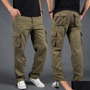 Erkekler Pantolon Mens Sonbahar MTI-Pocket Sıradan Erkekler Askeri Taktik Jogger Kargo Erkek Pamuk Pantolon Açık Yürüyüş Trekking Swearpant D Dhrux