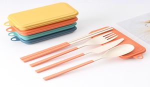 Set di posate pieghevoli in paglia di grano creativo Coltello rimovibile, forchetta, cucchiaio, bacchette, strumento da picnic portatile6084192