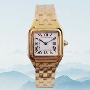 Lady aaa rechteckige Quarz Uhr Edelstahl Schiebende Schnalle Damen Gold Uhr