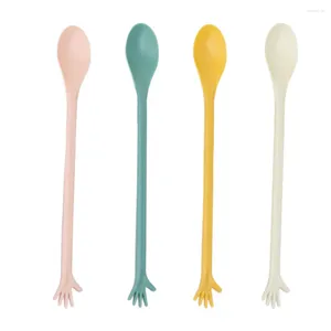Spoons 4 Pcs Silicone Stirring Rod Tea Party Tableware Palm Shaped Dessert Scoops Coffee