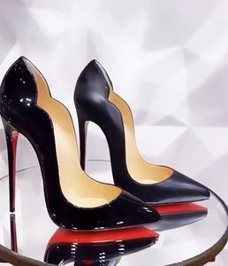 Mulheres sapatos de salto alto designer clássicos vermelho brilhante fundo nu preto couro envernizado 6 cm 8 cm 10 cm 12 cm salto fino raso bombas de marca de luxo com saco 34-44