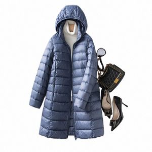 donne ultra leggero ripiegabile Lg Puffer Jacket Nuovo autunno inverno caldo cappello staccabile con cappuccio femminile cappotto Parka Plus Size U4fZ #