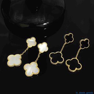 Seiko Edition Top Brand Vancefe Earrings Lucky Four Leaf Flower Tassel Earrings Celebrity Niche Versatile Designer Brand Logo Engrave Earring