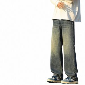 våren nya streetwear baggy jeans män fi lossa rakt breda ben denim byxor kvalitet bekväm all-match överdimensionerad o2nt#