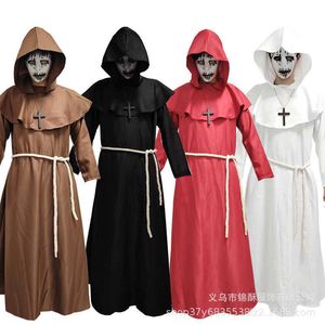Costume cosplay di Halloween, abito da monaco medievale, mago, prete