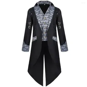 Męski okopa płaszcza średniowieczna kurtka steampunk Vampire Devil Halloween Cosplay Costume Gothic Victorian Nobles Tuxedo Suit Czarny płaszcz