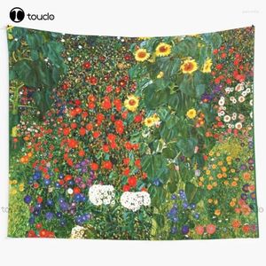 Tapissries Klimt - Farm Garden With Sunflowers Tapestry Wall Hanging For Living Room Bedroom Dorm Home Decor