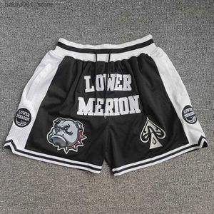 Shorts maschile Trillest Black Merion High School Basketball Shorts ricamato 33 pantaloni di allenamento in stile street bryant q240329