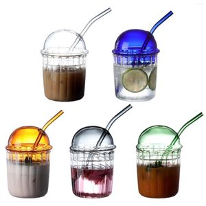 Wine Glasses 450ml Drinking With Lid Multicolor Coffee Cup Durable Glassware Creative Juice Milk Breakfast Cups Home Decor