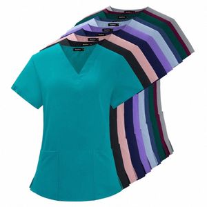 Эластичная дышащая спа-униформа Beauty Sal Uniform Fi Slim Fit Top Scrub Одежда Женские скрабы Лабораторный халат Аксессуары для медсестры F8EZ #