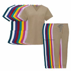 Kvinna sjuksköterska uniform sjukhusdoktorer män medicinsk tröja ammande byxor unisex workshop uniformer skönhet spa arbetskläder x51J#