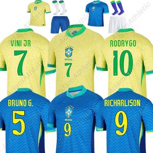 Camisa Brasil Soccer Jerseys 2024 Copa America Vini Jr Rodrygo Neymar Jr Brasil футбольные рубашки Ричарлисон Бруно Дж. Эндрик Рафинха Л. Пакета Канарский Джерси 24 25