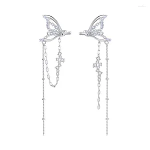 Backs Brincos Sereia Legend Series Fish Tail Tassel Ear Clip Feminino Sem Furo Earbone Raro